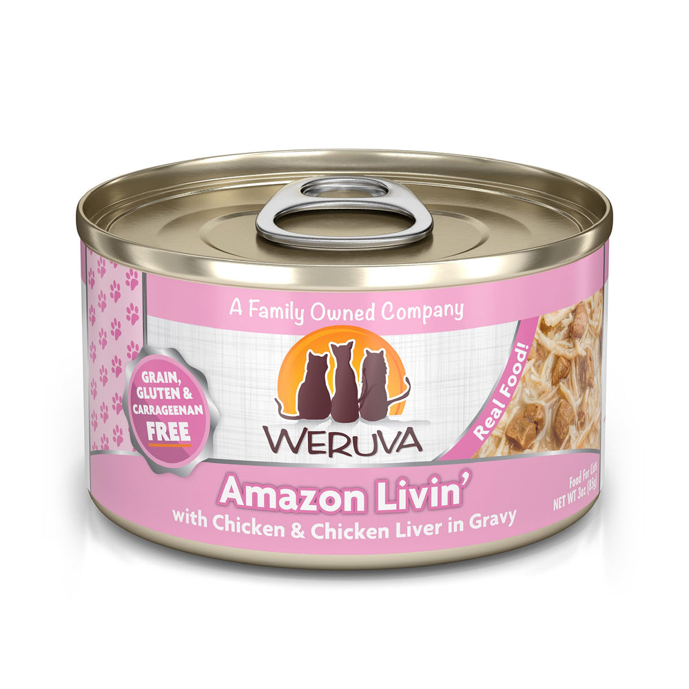 Weruva Classic Cat Food with chicken breast chunks in gravy for savory meals.