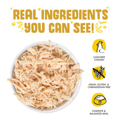 Weruva Classic Cat Food label indicating grain-free and no artificial colors.