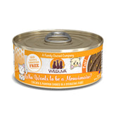 Weruva Who Wants to be a Meowionaire paté front view showing chicken and pumpkin for a creamy meal.