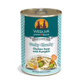 Weruva Classic Funky Chunky Chicken Soup can label with real chicken and pumpkin.