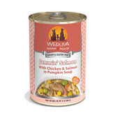 Weruva Jammin' Salmon can with chicken in gravy shows real ingredients for a tasty meal