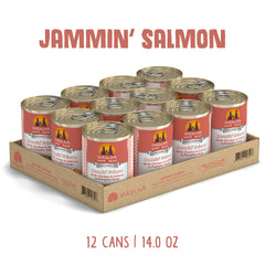 Weruva Jammin' Salmon 14oz can pack demonstrates convenient multi-pack for dog meals