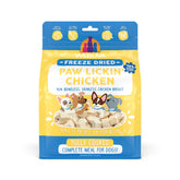 Weruva Paw Lickin' Chicken freeze-dried bag shown for easy meals.