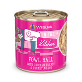Weruva Dogs in the Kitchen Fowl Ball 10oz can offers protein-rich, convenient meals.