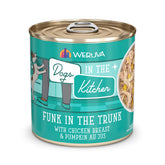 Weruva Funk in the Trunk can shown with chicken and pumpkin in au jus for hydration.