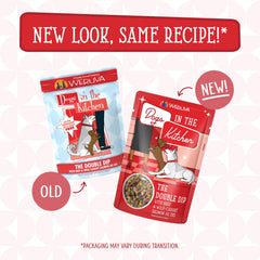 Weruva Dogs in The Kitchen grain-free beef-salmon pouch, supports sensitive diets