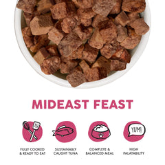 Weruva Mideast Feast tuna cubes ideal for flavor-rich meals.