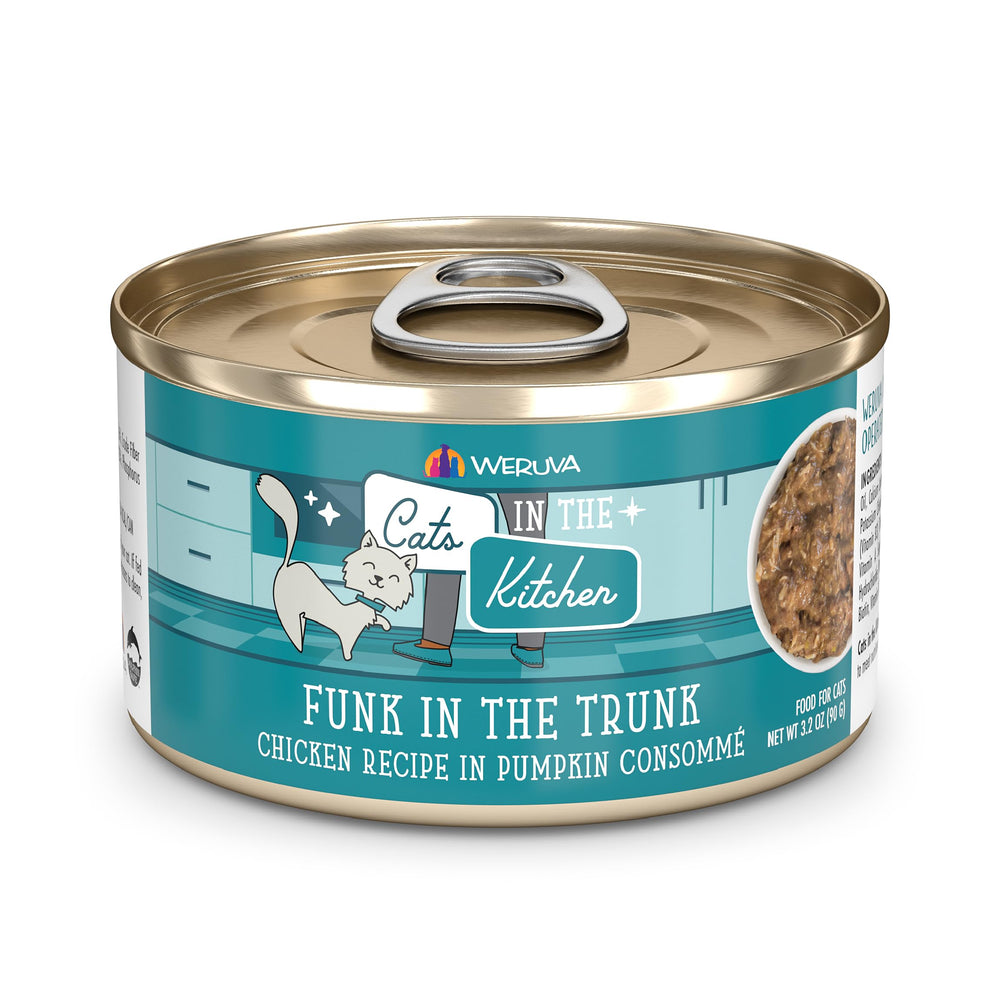 Weruva Funk in the Trunk 3.2oz cans pack-24 for convenient daily cat meals.