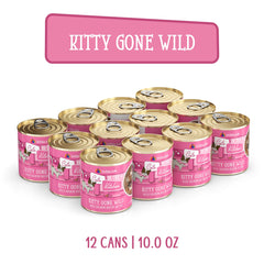 Weruva Kitty Gone Wild pack of 12 cans for convenient daily meals.