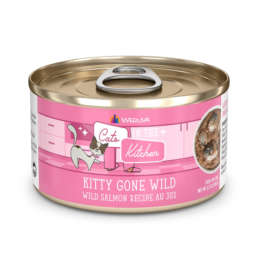 Weruva Kitty Gone Wild wild salmon au jus can with protein-packed seafood for cats