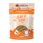 Weruva Love Connection chicken and salmon pate in a Slide N Serve pouch for easy meals.