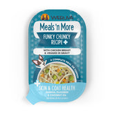 Weruva Meals 'n More Funky Chunky Plus Skin & Coat Cup, chunky chicken with pumpkin for coat health.