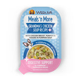 Weruva Grandma's Chicken Soup Plus Digestive Support 3.5oz cup in a 12-pack for easy meals.