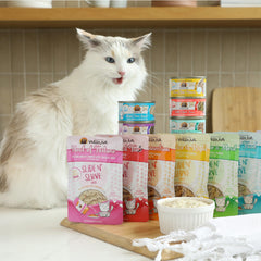 Packaging eight-pack of Weruva PurrAmid cans for easy feeding and variety