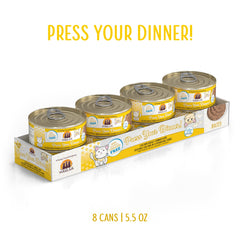 Weruva Press Your Dinner chicken puree shown in can for quick serving.