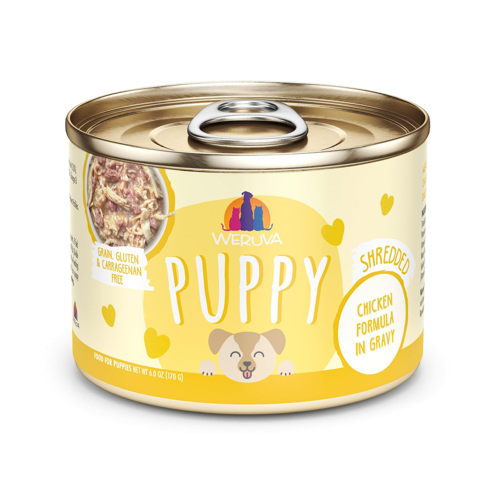 Weruva Puppy Chicken in Gravy 6oz cans pack eight for convenient feeding
