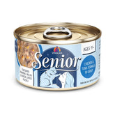 Weruva Senior Cat Food can with chicken and tuna in gravy, aiding varied protein for aging cats