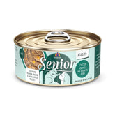 Weruva Senior Cat Food chicken hydrating purée close-up showing moist texture for hydration.