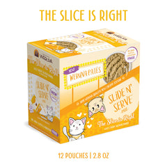 Weruva Slice is Right salmon pate texture close-up highlights creamy surface cats may enjoy.