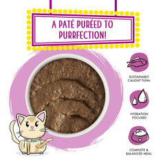 Weruva Tic Tac Whoa creamy pate texture served in a cat bowl for easy feeding