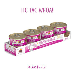 Weruva Tic Tac Whoa tuna-salmon pate can, smooth puree for easy serving