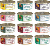 Weruva 12-flavor variety pack on display, showcasing versatile meals for dogs.