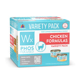 Weruva Wx Phos Focused chicken variety pack 3oz cans showcases balanced protein for cats.