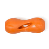 West Paw Qwizl puzzle toy in Tangerine engages dogs with brain games and treats.