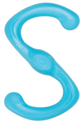 West Paw Zogoflex Bumi toy in S-shape aqua blue for interactive fetch and tug.