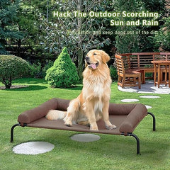 WESTERN HOME Cooling Elevated Dog Bed mesh center promotes airflow for cooling outdoors.
