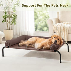 WESTERN HOME Cooling Elevated Dog Bed soft U pillow supports neck and joints while resting.