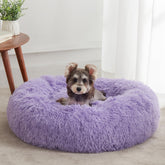 Western Home WH calming bed donut round closeup with plush faux fur for cozy cuddling.