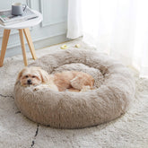 WESTERN HOME WH Calming Bed fabric close-up highlighting soft faux fur for cozy naps.