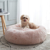 Western Home WH Calming Bed front view shows plush faux fur for cozy pets.