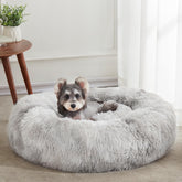 WESTERN HOME WH calming bed round fur close-up for cozy naps.