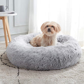 WESTERN HOME WH calming bed top view highlights a cozy circular design for curling pets.