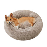 WESTERN HOME WH Calming dog bed outer view shows plush faux fur for cozy sleep.