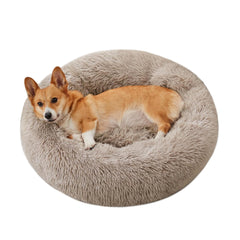 WESTERN HOME WH Calming dog bed outer view shows plush faux fur for cozy sleep.