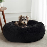 WESTERN HOME WH Calming Donut Bed outer shell showcases plush faux fur for cozy lounging.