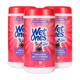 Wet Ones for Pets cat wipe canister closeup showing resealable lid for freshness