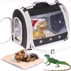 WEVONIGU Bearded Dragon travel carrier with clear window for easy interaction