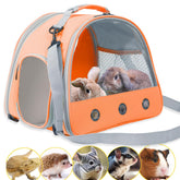 WEVONIGU Rabbit Travel Carrier front view with clear window and roomy interior.