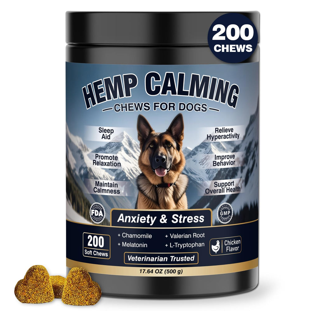 WEYILL dog calming chews bottle promotes relaxation during stressful moments.