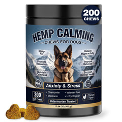WEYILL dog calming chews bottle promotes relaxation during stressful moments.