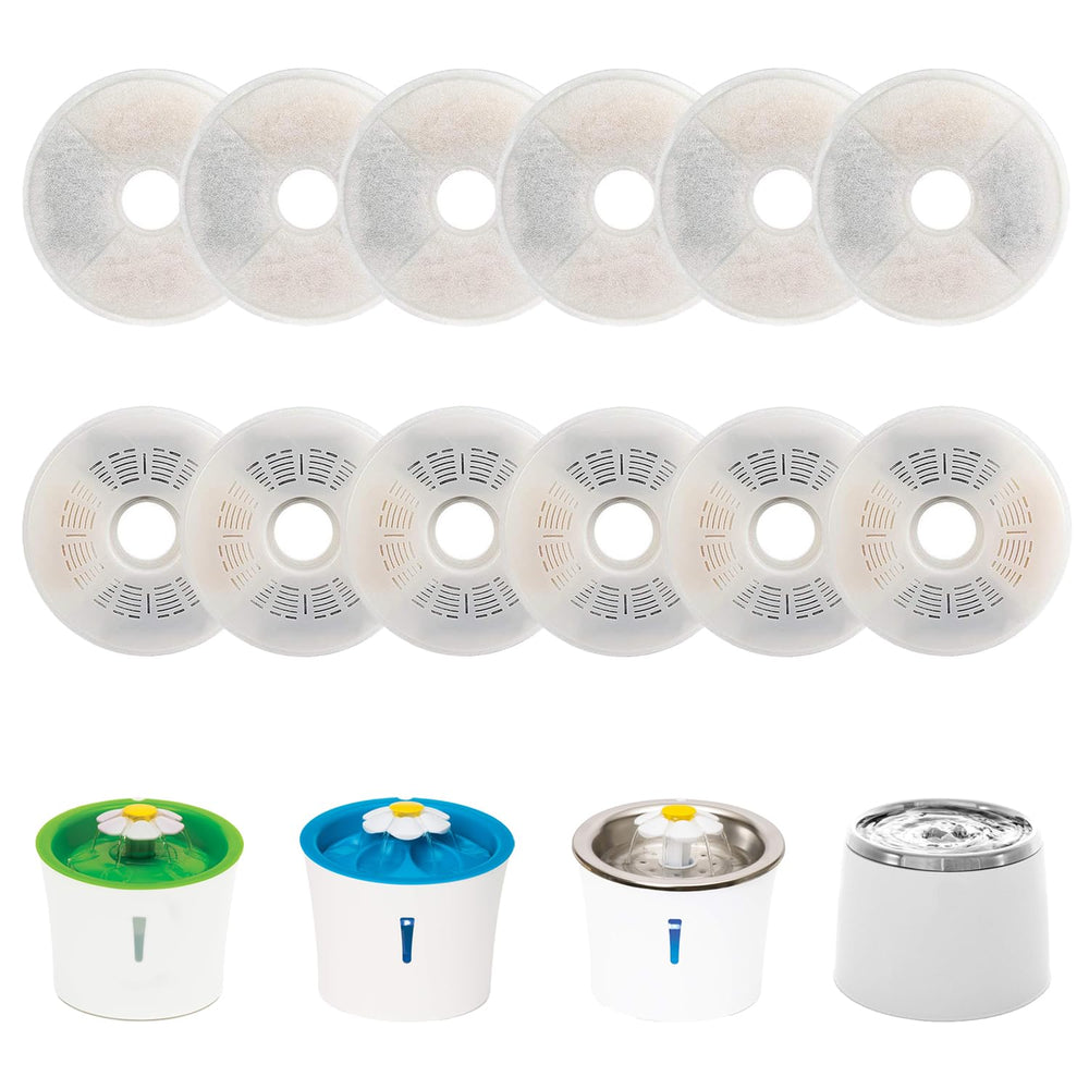 WEZEBEL catit flower fountain filters 12-pack for clean water and odor removal