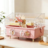 WflamaS pink acrylic hamster cage with 360-view for easy observation and ventilation.