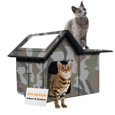 WHDPETS outdoor cat house weatherproof large front view for year-round shelter