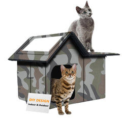 WHDPETS outdoor cat house weatherproof large front view for year-round shelter