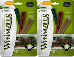 Whimzees Dental Stix Medium chew for dogs 25-40 lbs promotes dental care and fresh breath.