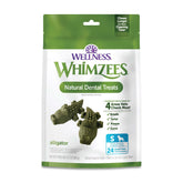 Whimzees Wellness Alligator packaging shown, ideal for daily dental care for small dogs.
